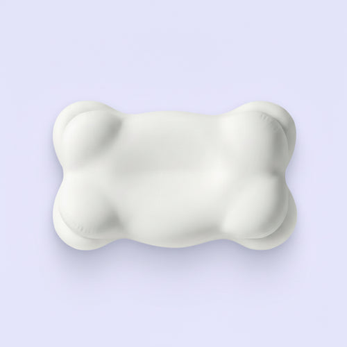 Sleep pillow with 6-zone support features on a light purple background