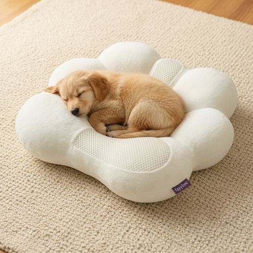 Small dog sleeping on Pet Paw Pillow